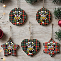 MacLachlan Weathered Tartan Crest Christmas Ceramic Ornament