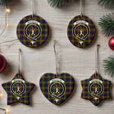 MacLellan Modern Tartan Crest Christmas Ceramic Ornament