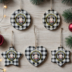 McFarlane Black - White Tartan Crest Christmas Ceramic Ornament