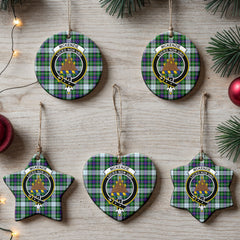 McKenzie Dress Modern Tartan Crest Christmas Ceramic Ornament