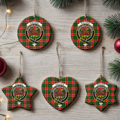 Pollock Tartan Crest Christmas Ceramic Ornament
