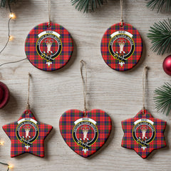 Reid Modern Tartan Crest Christmas Ceramic Ornament