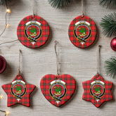 Seton Modern Tartan Crest Christmas Ceramic Ornament