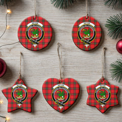 Seton Modern Tartan Crest Christmas Ceramic Ornament