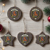 Sutherland Weathered Tartan Crest Christmas Ceramic Ornament