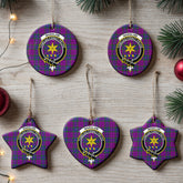 Wardlaw Modern Tartan Crest Christmas Ceramic Ornament