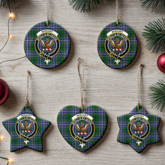 Wishart Hunting Tartan Crest Christmas Ceramic Ornament