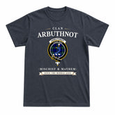 Arbuthnot Modern Tartan Crest Mischief and Mayhem T-shirt