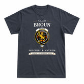 Broun Ancient Tartan Crest Mischief and Mayhem T-shirt