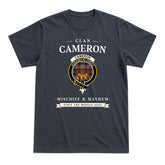 Cameron of Erracht Weathered Tartan Crest Mischief and Mayhem T-shirt