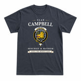 Campbell Faded Tartan Crest Mischief and Mayhem T-shirt