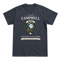 Campbell of Cawdor Ancient Tartan Crest Mischief and Mayhem T-shirt
