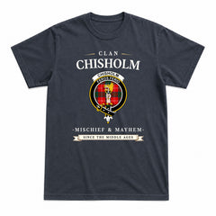 Chisholm Modern Tartan Crest Mischief and Mayhem T-shirt