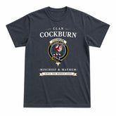 Cockburn Ancient Tartan Crest Mischief and Mayhem T-shirt