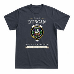 Duncan Modern Tartan Crest Mischief and Mayhem T-shirt