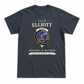 Elliott Modern Tartan Crest Mischief and Mayhem T-shirt