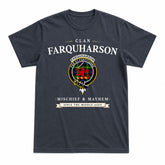 Farquharson Modern Tartan Crest Mischief and Mayhem T-shirt