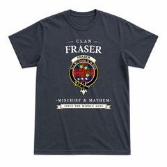 Fraser Tartan Crest Mischief and Mayhem T-shirt