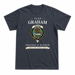 Graham of Montrose Ancient Tartan Crest Mischief and Mayhem T-shirt