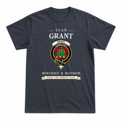 Grant Modern Tartan Crest Mischief and Mayhem T-shirt