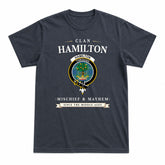 Hamilton Hunting Ancient Tartan Crest Mischief and Mayhem T-shirt