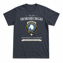 Horsburgh Tartan Crest Mischief and Mayhem T-shirt