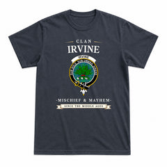 Irvine Ancient Tartan Crest Mischief and Mayhem T-shirt