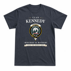 Kennedy Modern Tartan Crest Mischief and Mayhem T-shirt