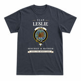 Leslie Hunting Ancient Tartan Crest Mischief and Mayhem T-shirt