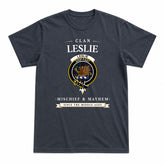 Leslie Hunting Modern Tartan Crest Mischief and Mayhem T-shirt