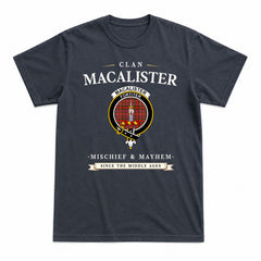 MacAlister Modern Tartan Crest Mischief and Mayhem T-shirt