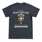 MacFarlane Black - White Tartan Crest Mischief and Mayhem T-shirt