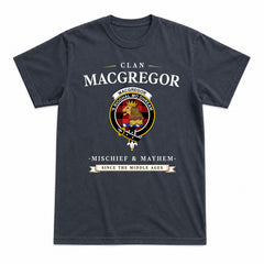 MacGregor Rob Roy Modern Tartan Crest Mischief and Mayhem T-shirt