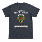 MacKinnon Hunting Modern Tartan Crest Mischief and Mayhem T-shirt