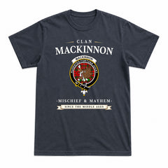 MacKinnon Modern Tartan Crest Mischief and Mayhem T-shirt