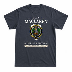 MacLaren Modern Tartan Crest Mischief and Mayhem T-shirt