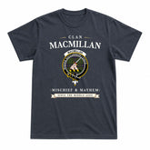 MacMillan Hunting Modern Tartan Crest Mischief and Mayhem T-shirt