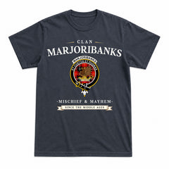 Marjoribanks Tartan Crest Mischief and Mayhem T-shirt