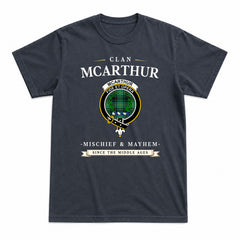 McArthur Ancient Tartan Crest Mischief and Mayhem T-shirt