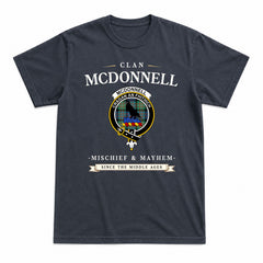 McDonnell of Glengarry Ancient Tartan Crest Mischief and Mayhem T-shirt