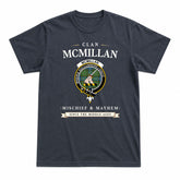 McMillan Hunting Ancient Tartan Crest Mischief and Mayhem T-shirt
