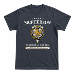 McPherson Dress Ancient Tartan Crest Mischief and Mayhem T-shirt