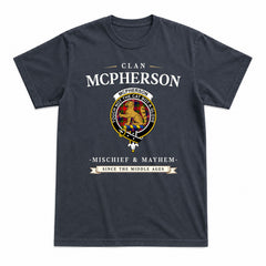 McPherson Modern Tartan Crest Mischief and Mayhem T-shirt