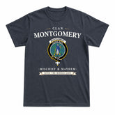 Montgomery Ancient Tartan Crest Mischief and Mayhem T-shirt