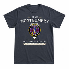 Montgomery Modern Tartan Crest Mischief and Mayhem T-shirt