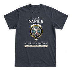 Napier Ancient Tartan Crest Mischief and Mayhem T-shirt