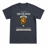 Nicolson Ancient Tartan Crest Mischief and Mayhem T-shirt