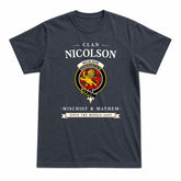 Nicolson Modern Tartan Crest Mischief and Mayhem T-shirt