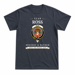 Ross Ancient Tartan Crest Mischief and Mayhem T-shirt