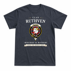 Ruthven Modern Tartan Crest Mischief and Mayhem T-shirt